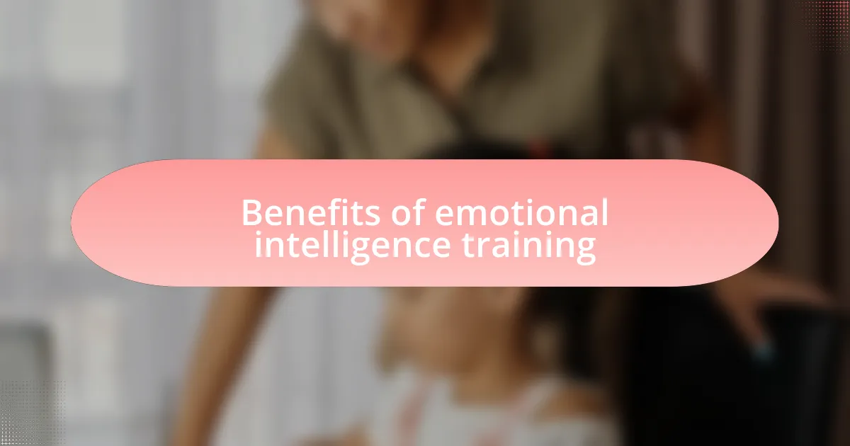 Benefits of emotional intelligence training