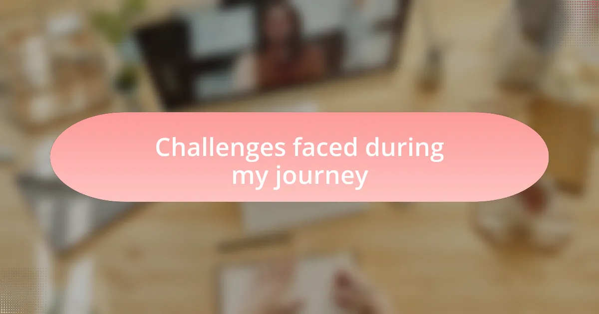 Challenges faced during my journey
