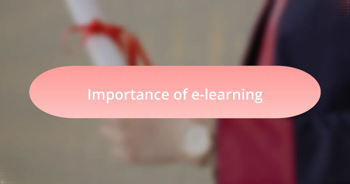 Importance of e-learning