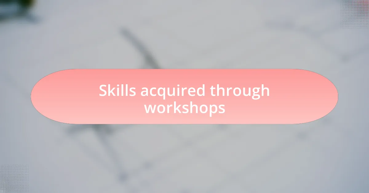 Skills acquired through workshops