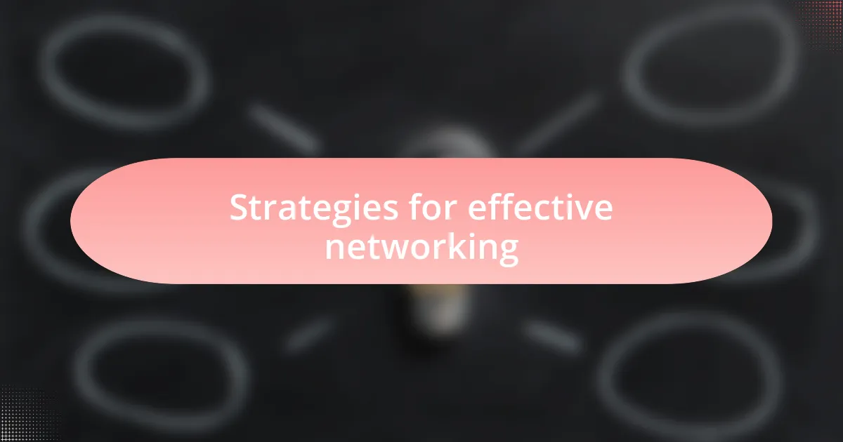 Strategies for effective networking